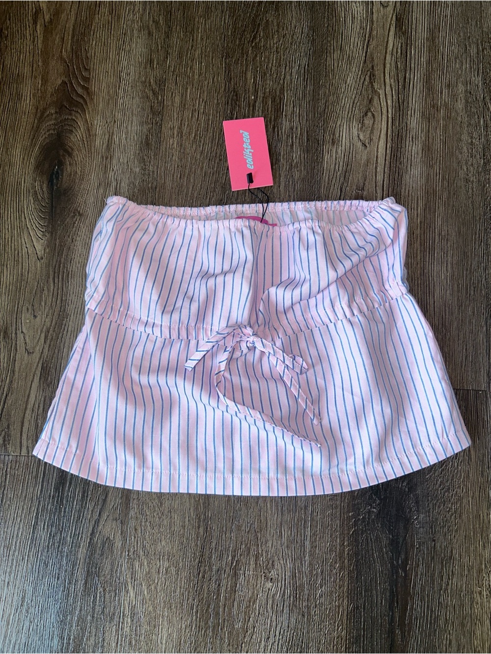 Edikted Pink/Blue Striped Tube Top